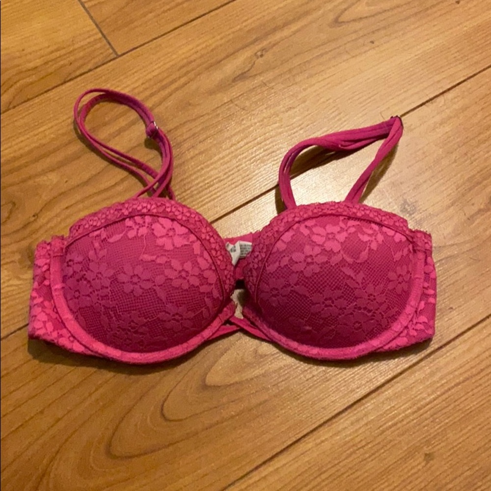 Aerie Pink Lace Balconette Push-up Bra